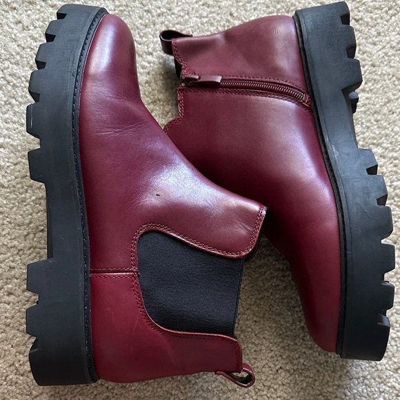 Franco Sarto Balin Lug Sole Chelsea Ankle Boots Red Maroon Chunky Women’s 10? - Picture 4 of 9